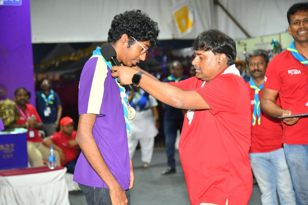 Getting a medal put around my neck at the Jamboree